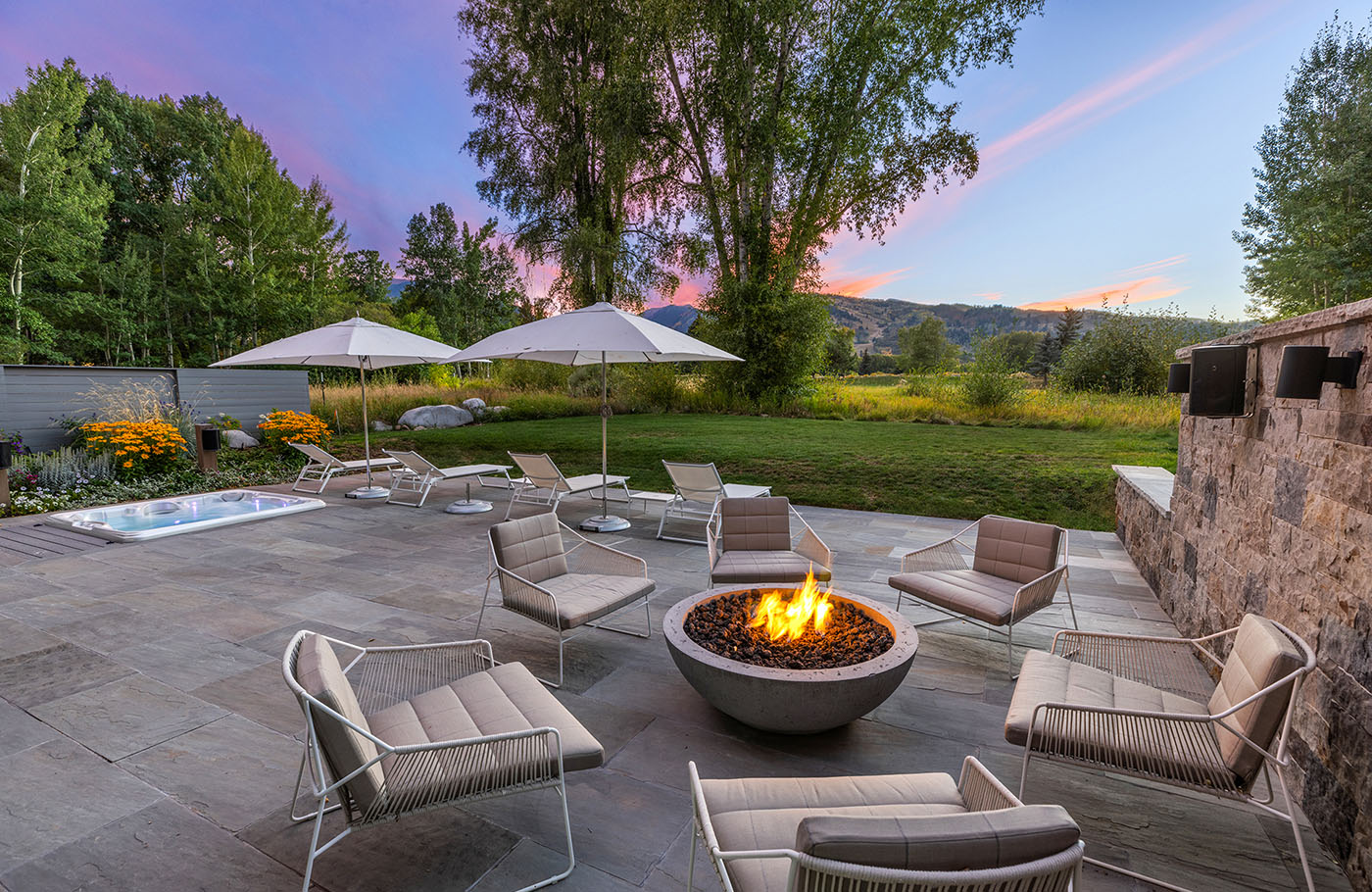 Display Image for Patio with fire pit at dusk